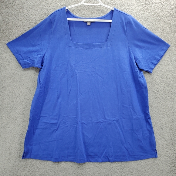 Jessica London Tops - Jessica London Square Neck Shirt Top With Pockets Plus Size 22/24 Blue